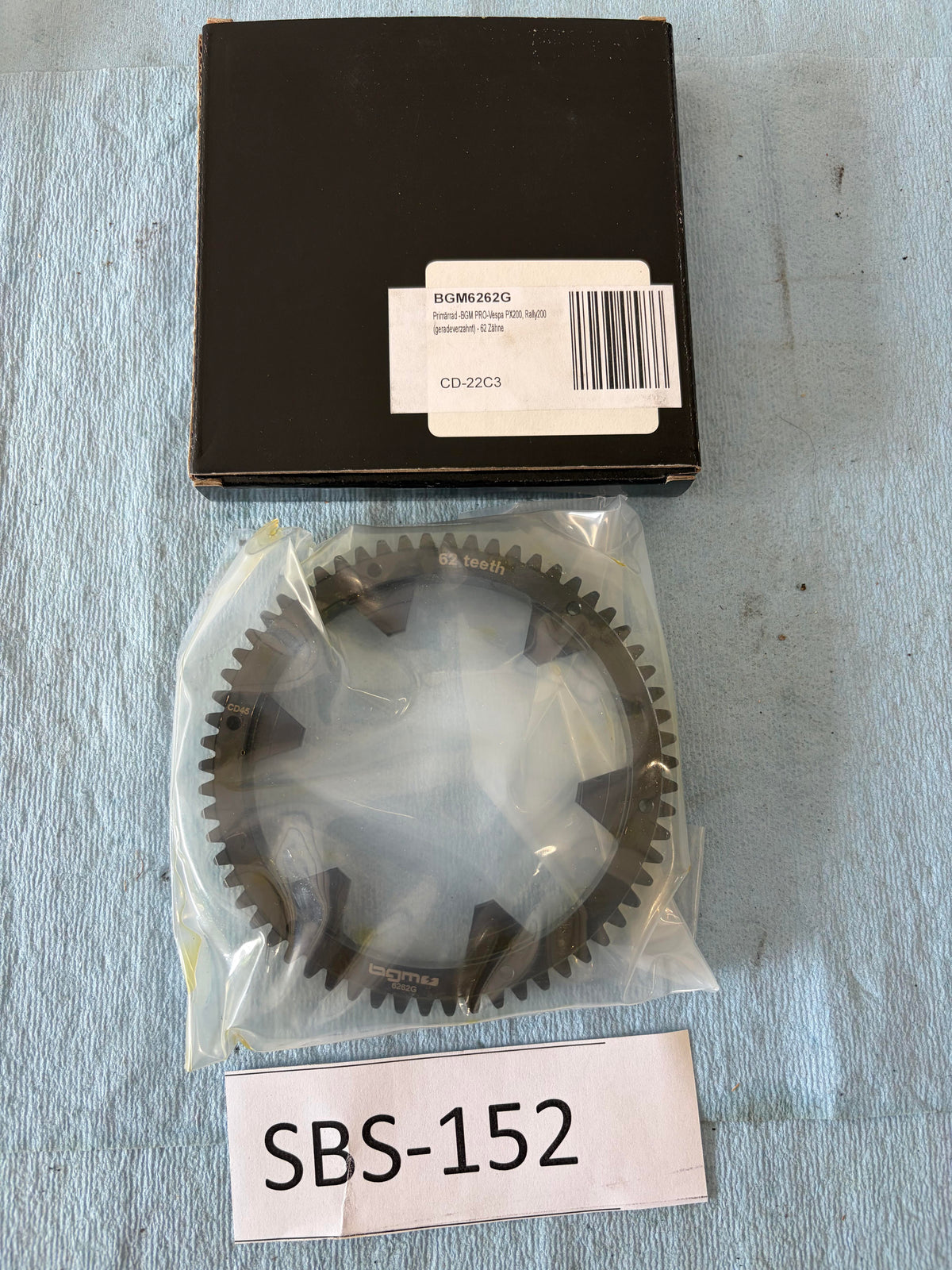 Primary gear -BGM PX200, Rally200 - 62 tooth (straight) SK Nr BGM6262G